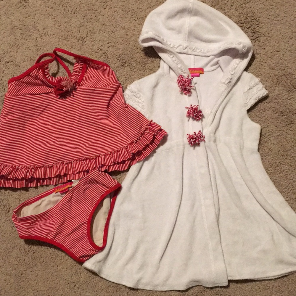 Adorable red & white Tankini & Coverup